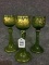 Lot of 3 Green Moser Glass Stemware Goblets