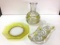 Lot of 3 Yellow & Clear Glassware Pieces