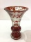 Red Etched Clear Vase w/ Deer Design