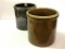 Lot of 2 One Gal. Brown Stoneware Crocks