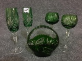 Lot of 5 Green Cut to Clear Pieces Including