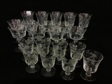 Collection of Unusual Etched Design Stemware