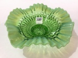 Green Opalescent Fluted Edge Dish
