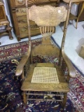 Vintage Oak Pressed Back Cane Seat