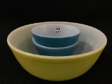 Lot of 3 Pyrex Mixing Bowls Including Lg.