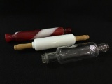 Lot of 3 Glass Rolling Pins Including Clear Glass,