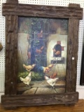 Very Lg. Framed Barnboard Signed Painting
