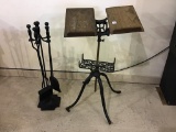 Lot of 2 Including Antique Iron Base Book Stand