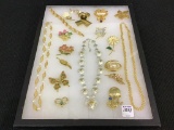 Collection of Ladies Mostly Gold Costume Jewelry