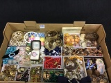 Box of Ladies Costume Jewelry Including Pins,