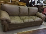 Dark Tan  Leather Sofa (7 1/2 Feet Long X