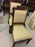 Pair of Matching Gold Upholstered Wood