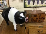 Lot of 2 including a Large Homeade Pig Bank