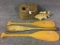 Lot of 5 Including 3-Sm. Wood Boat Paddles,