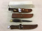 Lot of 3 Fixed Blade Knives w/ Sheaths