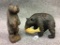 Lot of 2 Wood Carved Typed Bears