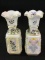 Lot of 2 Highly Decorated Milkglass Vases