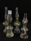 Lot of 4 Various Clear Miniature Kerosene Lamps