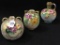 Lot of 3 Floral Design Hand Painted Vases
