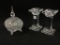 Lot of 3 Lead Crystal Pieces Including Pair of