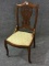Antique Wood Chair w/ Upholstered Seat