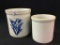 Lot of 2 Stoneware Crocks w/ Cobalt Blue Floral