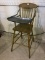 Primitive Wood High Chair w/ Metal Lift Up Tray