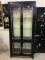 Black Paint Oriental Lighted Glass Doored Cabinet