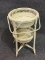Ivory Painted Wicker Stand w/ Lift Out Baskets