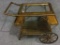 Vintage Brown Wicker Tea Cart w/ Glass