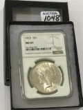Graded 1923 Morgan Silver Dollar-MS 63 (NGC)