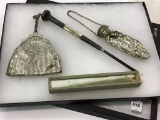 Lot of 4 Including 2-Ladies Silver Mesh Purses