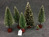 Lot of 6 Vintage Brush Christmas Trees