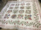 Un-Finished Edge Floral Cross Stitch King Size