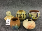 Lot of 5 Decorated Southwest Pots Including