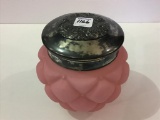 Pink Diamond Satin Glass Biscuit Jar w/