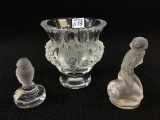 Lot of 3 Including Lalique Crystal Vase (5 Inches
