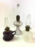 Lot of 3 Miniature Kerosene Lamps Including