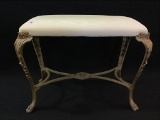 Metal Bench w/ Ivory Upholstered Seat