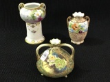 Lot of 3 Hand Painted Nippon Dbl Handled