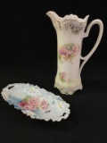 Lot of 2 RS Prussia Floral Painted Pieces