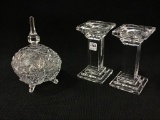 Lot of 3 Lead Crystal Pieces Including Pair of