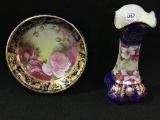 Lot of 2 Hand Painted Nippon Pieces-Cobalt