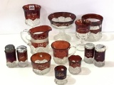 Lot of 13 Various Red Ruby Flash Crystal Pieces