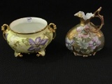 Lot of 2 Un-Marked Floral Decorated Pieces