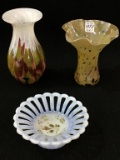 Lot of 3 Glassware Pieces Including 2-Glass