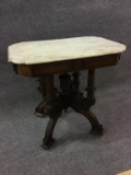 Antique White Marble Top Parlor Table