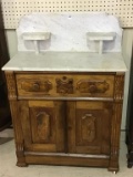 Antique Commode w/ White Marble Splashboard