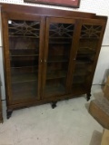 Antique Three Section Glass Doored Bookcase