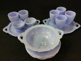 Group of Vintage Blue Glassware Dishware Including